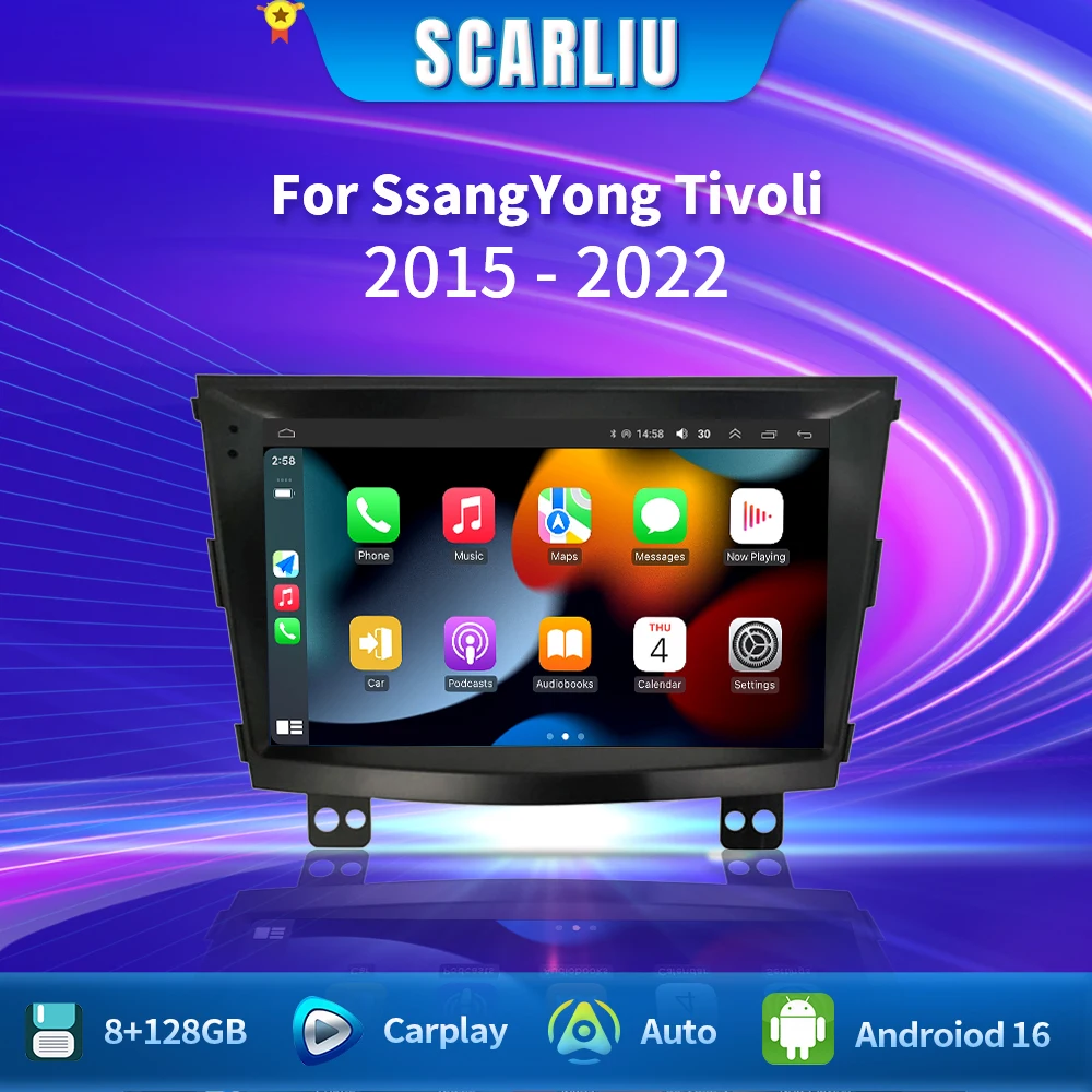 

Android 16 Wireless Carplay Auto For SsangYong Tivoli 2015 - 2022 Car Radio Multimedia Carplay dsp Video 5G WIFI GPS Navigation