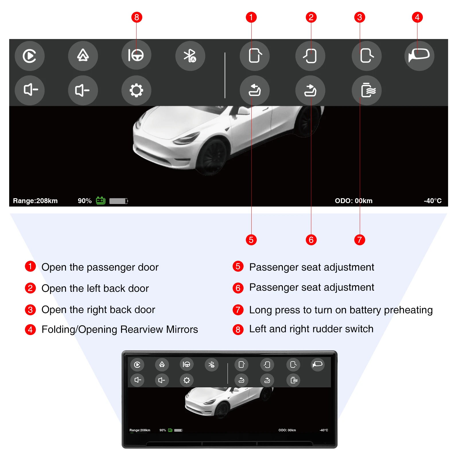 CATRONICS Head Up Display for Tesla HUD with Air Outlet And camera Fit Model 3 Y 2016-2024 3 Highland Carplay Android AUTO