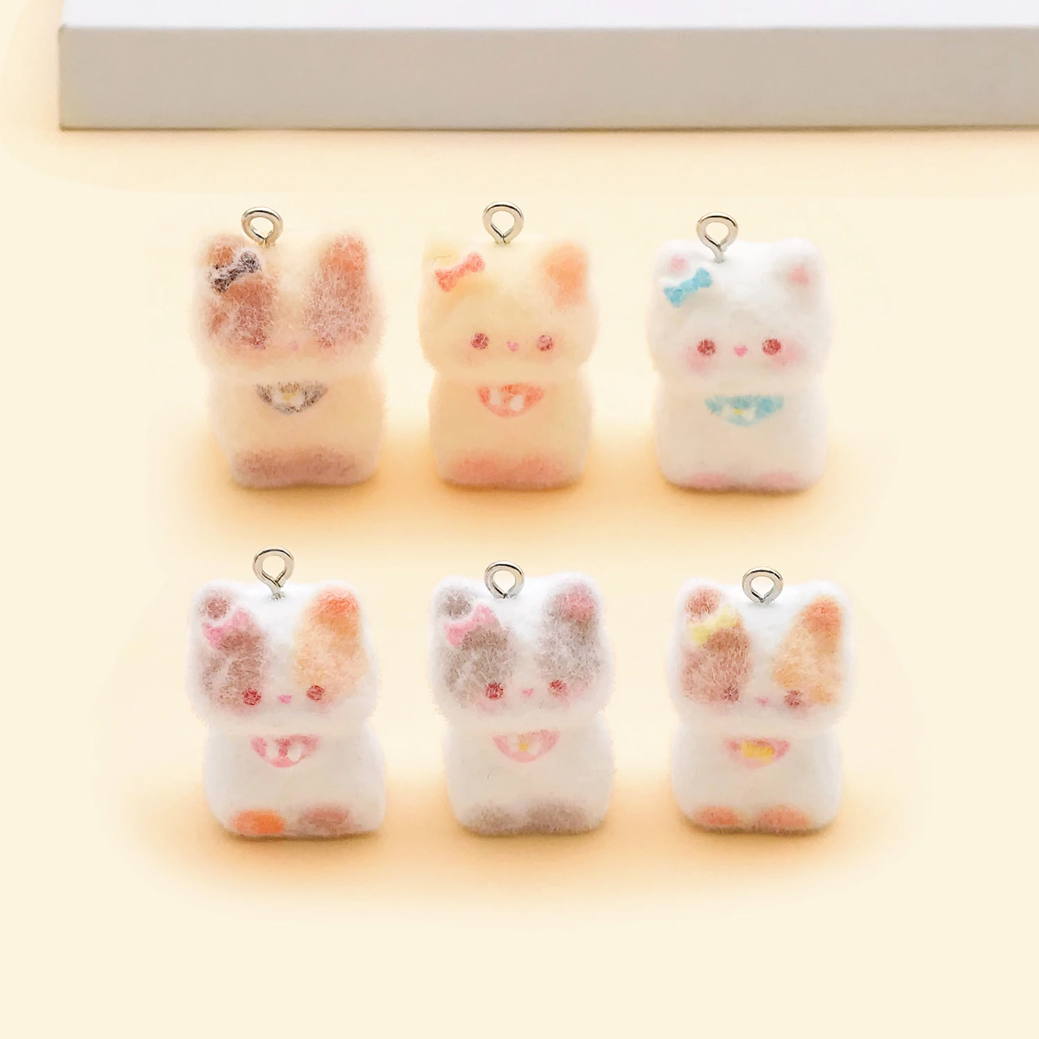 2/6pcs 3D Cute Animal Fluffy Cat Resin Charms Cute Pendants For Necklace Earring Keychain Diy Jewelry Making Accessories