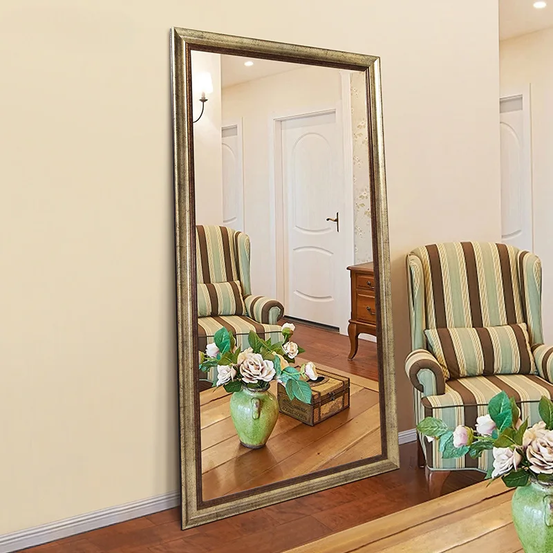 Wholesale European luxury dressing mirror full-length mirror floor clothing store fitting bedroom home wall
