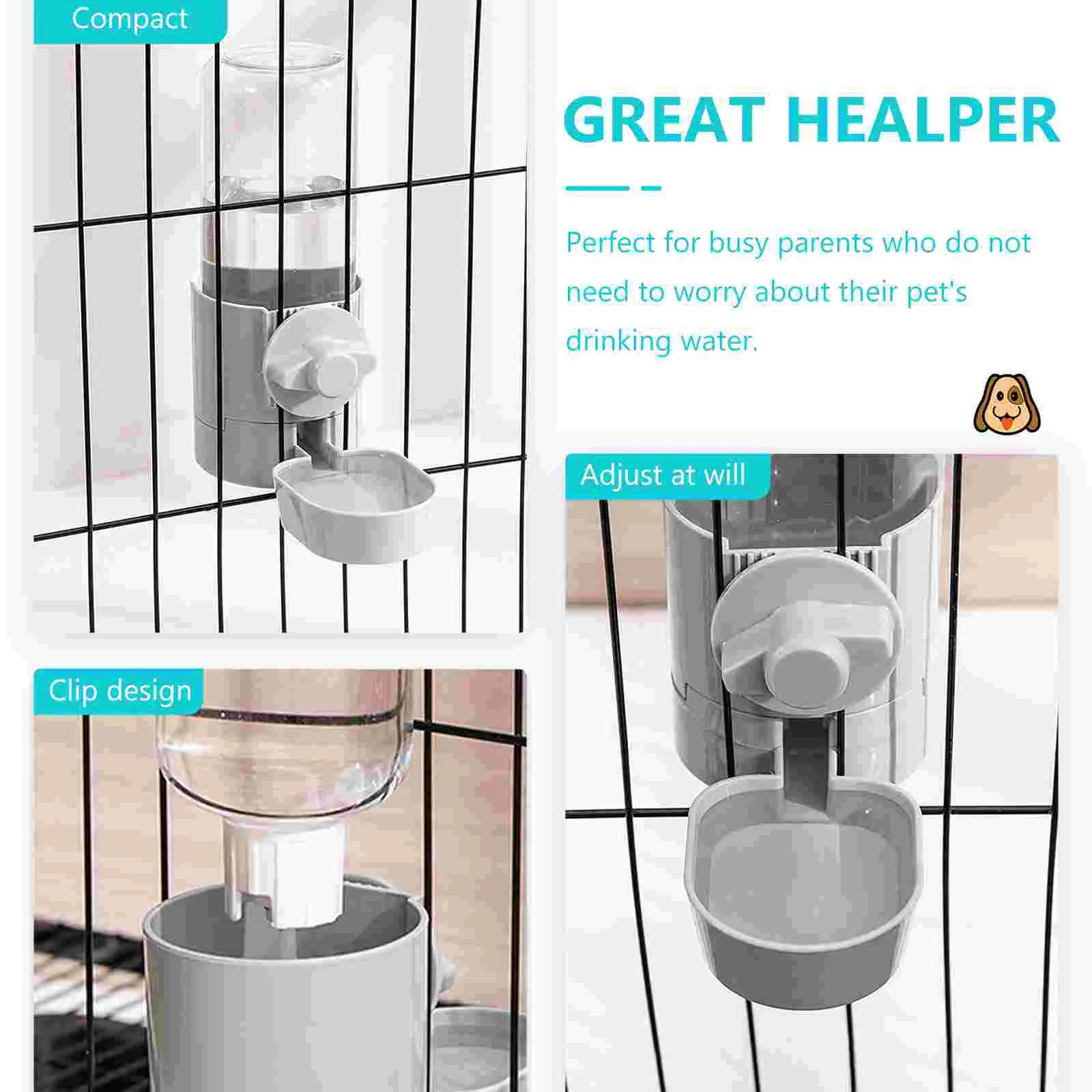 Pet Water Feeder Dispenser with Gravity Bottle Rabbit High Performance Automatical Waterer Dog Holder Cat Plastic Bowl