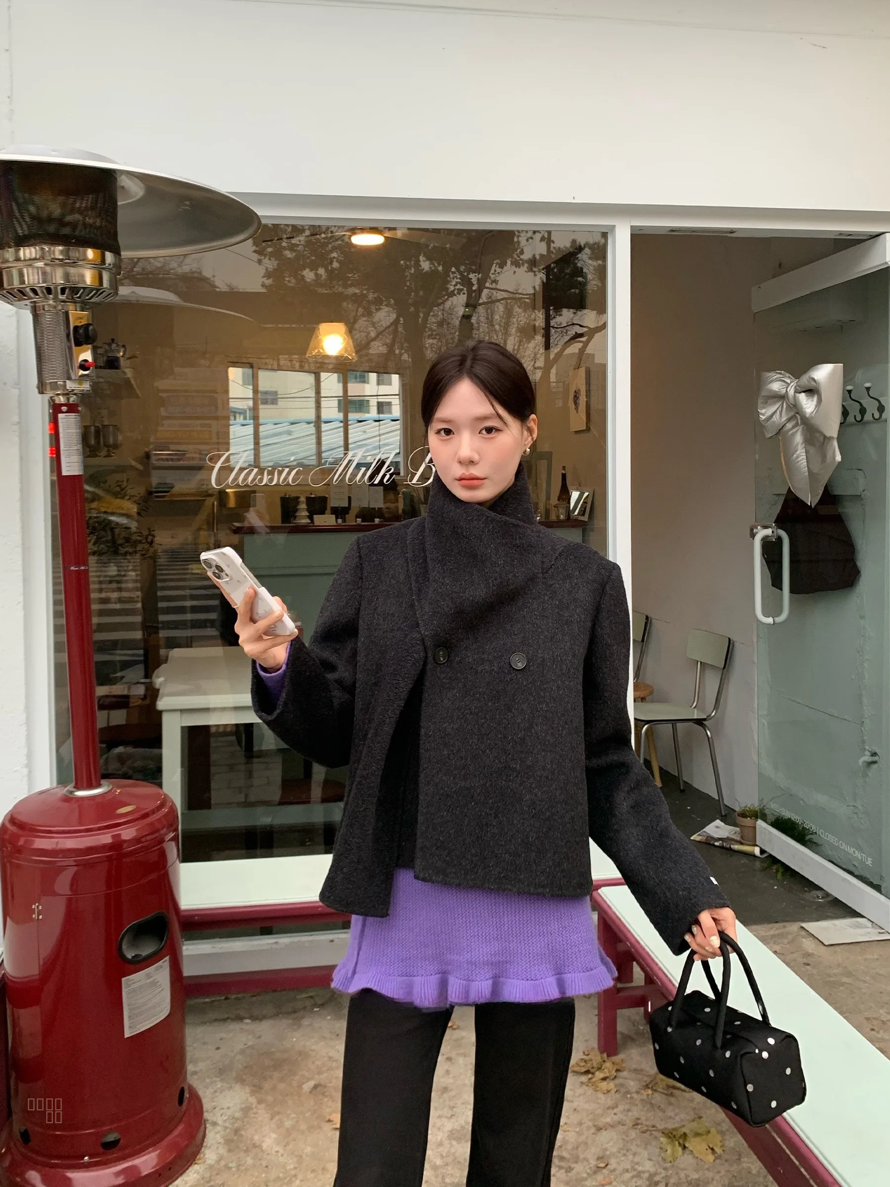 Abrigo de Lana de Doble Cara con Diseño de Flores Grandes y Cuello para Mujer, Ropa de Abrigo de Invierno, Puro Online S