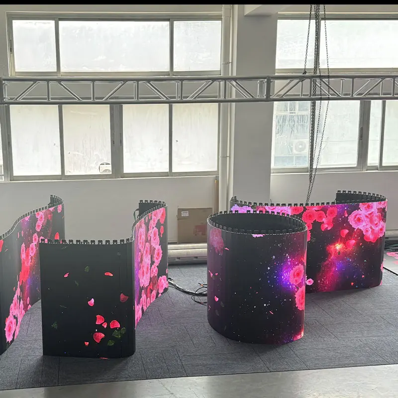 P3.91 Foldable Rolling LED Screen Flexible Full Color Waterproof GOB Video Wall Indoor Outdoor Office Wedding Mobile Advertising