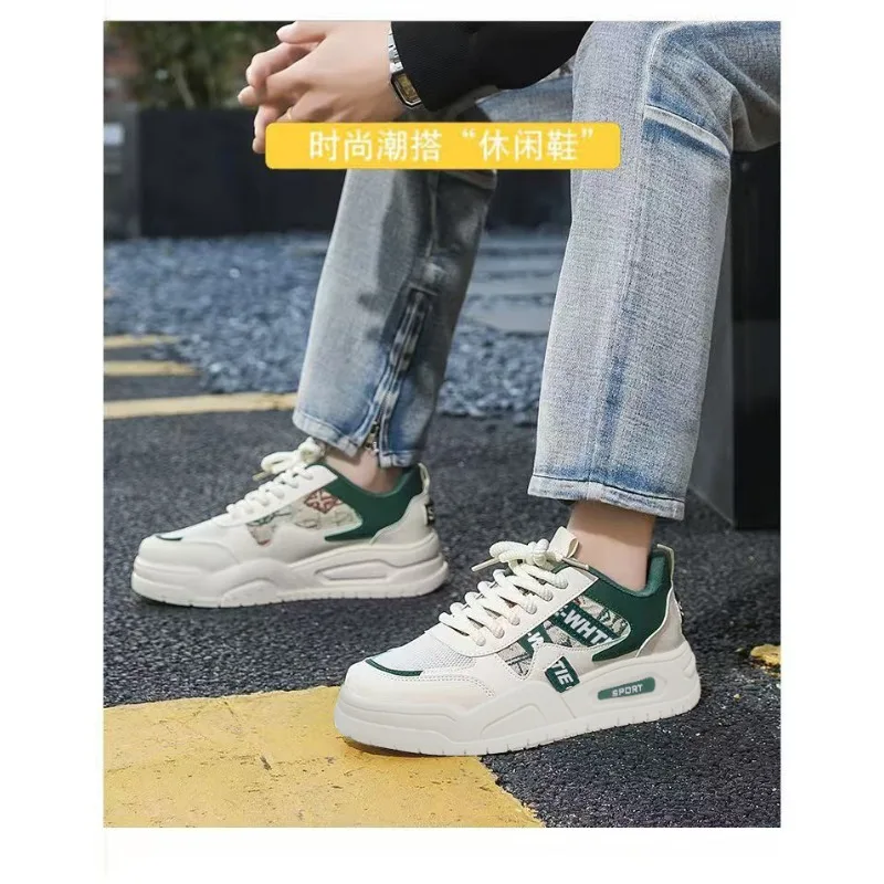 Korean Style Men's Mesh Sneakers 2026 New Breathable Thick Sole Casual Daily Streetwear Ins Popular Footwear
