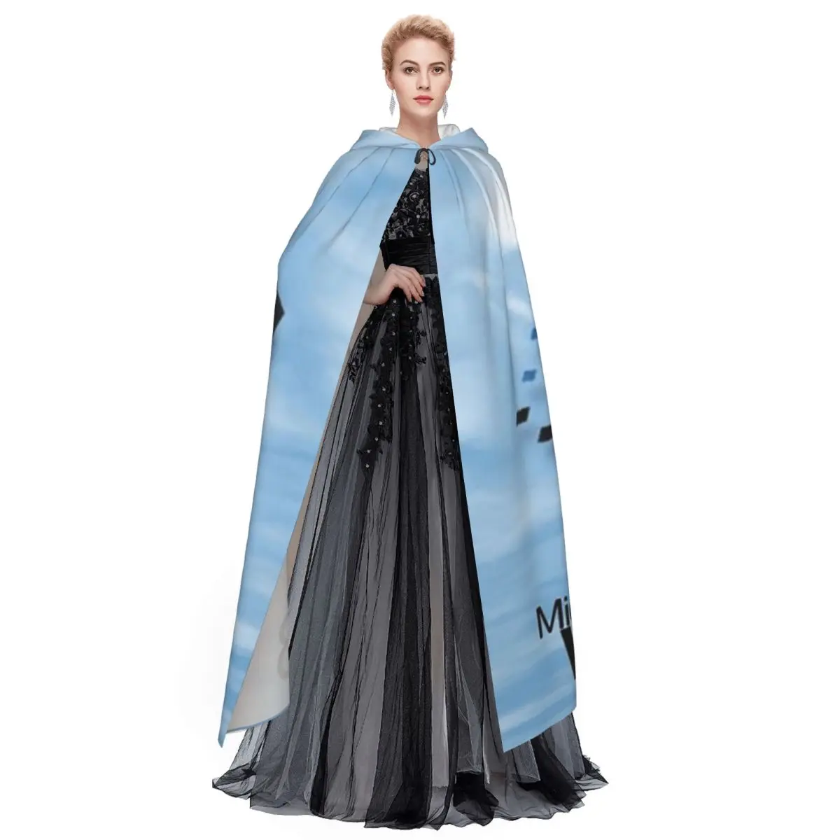 Windows 98 شاشة البداية عباءة طويلة مقنعين الساحرة القرون الوسطى زي تأثيري كيب هالوين معطف الكبار للجنسين