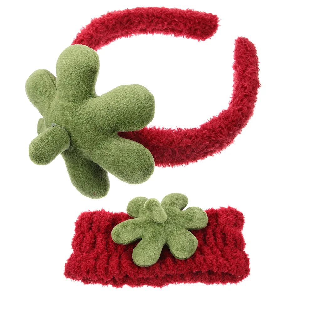 2 個イチゴヘッドバンドリストバンド洗顔用かわいいヘアバンドスキンケアスパメイクアップヨガ女性ソフトタオルセット