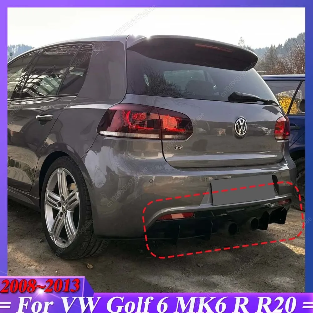 

For VW Golf 6 MK6 R R20 2008-2013 Rear Bumper Diffuser Tail Splitter Spoilers Protector Guard Lip Body Kits Gloss Black Tuning