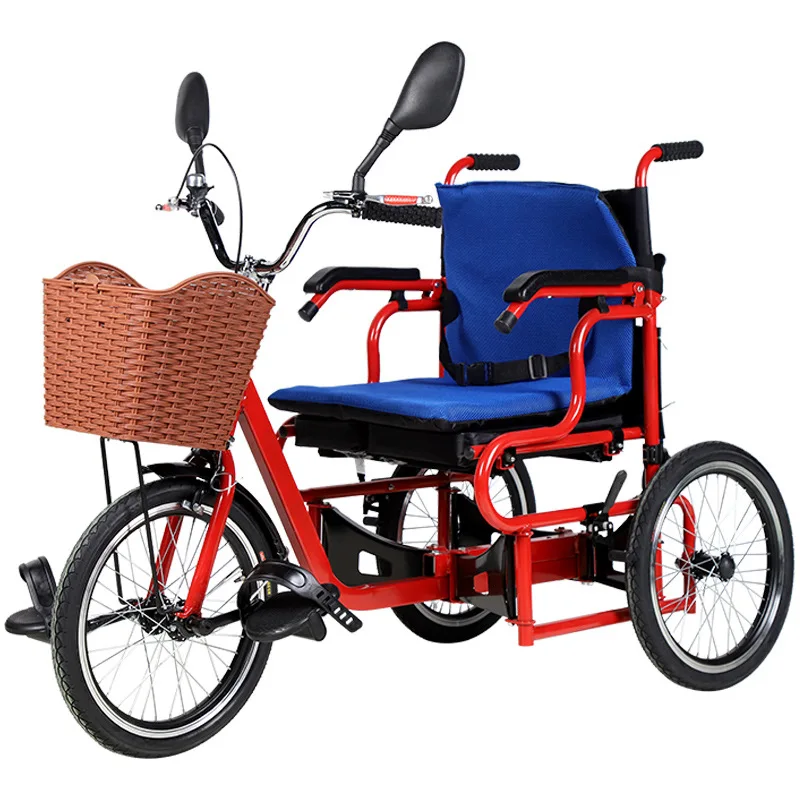 

Pedal Three-Wheeler Tricycle Walking Assist for The Paralysis Folding Disabled Elderly Rehabilitation Training Mobility Aids