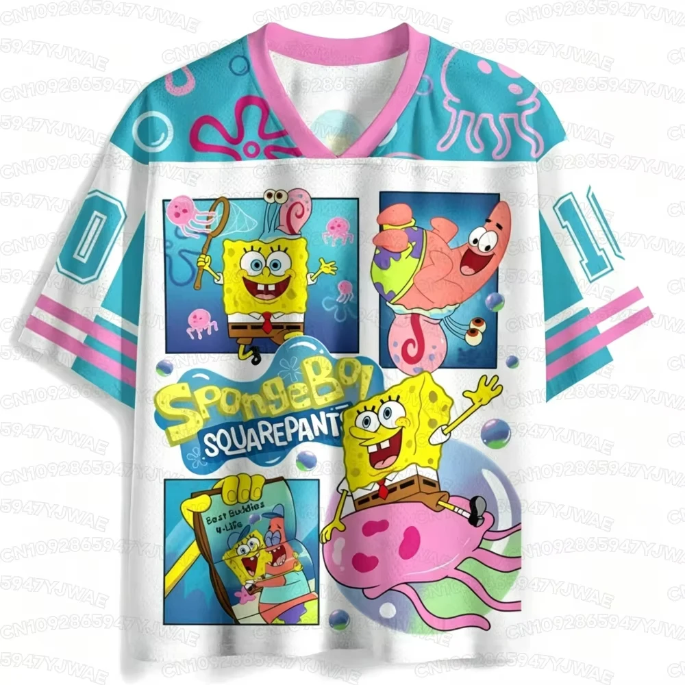 2026 Sommer Herren- und Damen-Kurzarm-T-Shirt mit Thaddaus-Cartoon-Print, schnelltrocknend, V-Ausschnitt, lässiges Kinder-T-Shirt-Oberteil – Detail 4