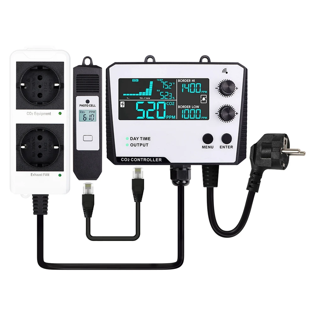 

Контроллер углекислого газа A07I, двухканальный разделенный зонд, монитор CO2, редуктор давления CO2, клапан для теплицы, вилка европейского стандарта C