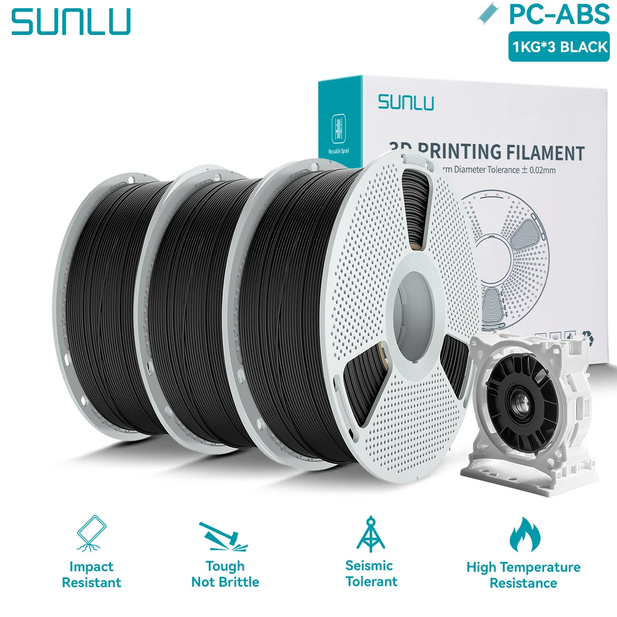 SUNLU PA6-CF/PA12-CF/PC-ABS/Easy PA 3D Technisch Filament 1.75mm Hoge Temperatuur Bestendig Hoge Taaiheid 3D Printer Filament 3KG
