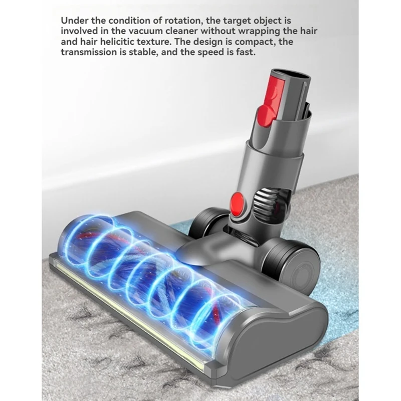 

ABBR For Dyson V10 Slim V12 Slim Hardwood Floor Carpets Attachment with LED Light V Shape Turbo Bristle Brush Cleaner Head
