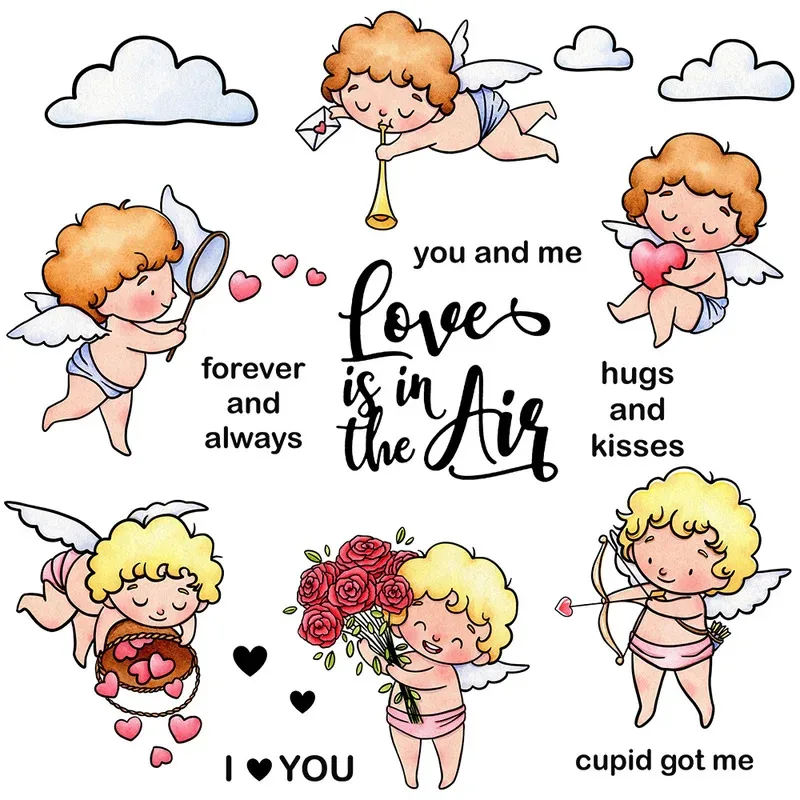 Cute Love God Cupid Metal Cutting Dies Clear Stamps For Cards Valentine's Day Gifts DIY Scrapbooking Cut Dies Stamps