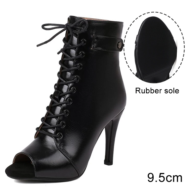 DKZSYIM Woman Latin Dance Shoes leather Party Tango Dance Booties for Women Salsa Dance Heels Ballroom Shoes Sexy Stilettos