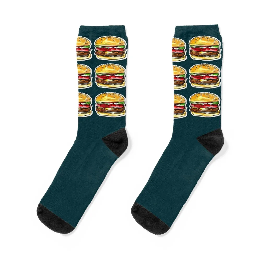 Digital burger, please do not eat Socks Sports Stockings compression Argentina Mens Socks Women's