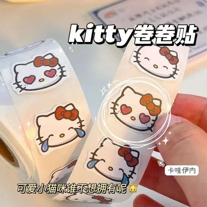 500 pçs/rolo kawaii olá kitty adesivos kt gatos vedação stiker envelope auto-adesivo embalagem lables decoração sanrios festa decalques