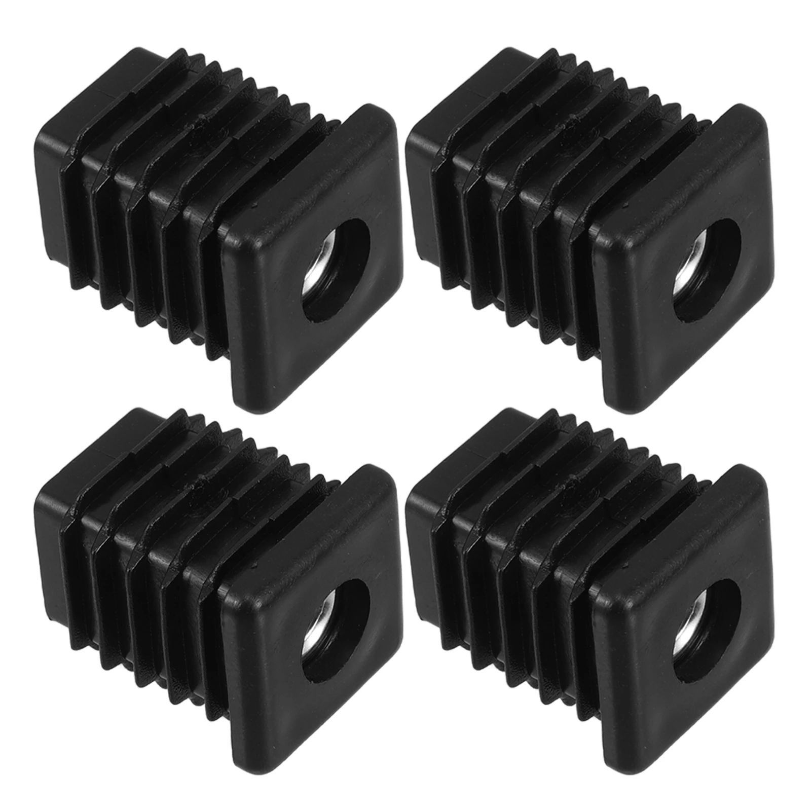 

4pcs Square Tube Foot Pad Height Adjuster Inserts M8 Threaded Plastic End Caps For Furniture Chair Legs Machinery Equipment