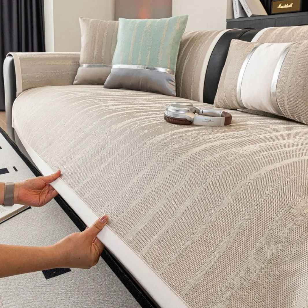 Ice Silk Summer Sofa Cover Soft Anti-Slip L Shape Sofa Cooling Mat Air Conditioning Recliner Pad Washable Couch Protector Covers