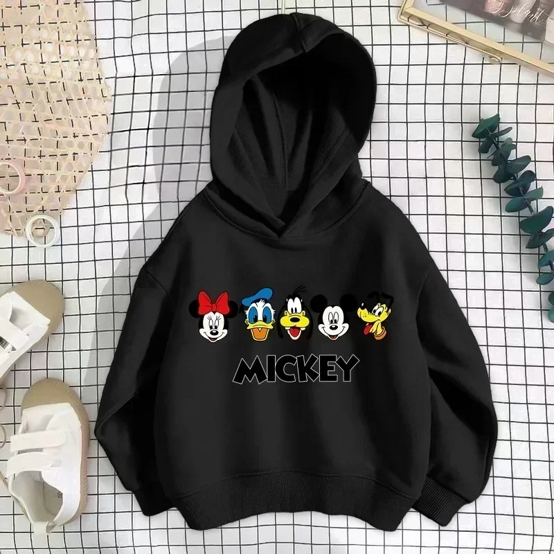 Wiosna Cartoon bluza z kapturem odzież dla dzieci chłopiec dziewczyna dziecko maluch Disney Minnie Mickey Mouse śliczne dzieci bluza z długim rękawem