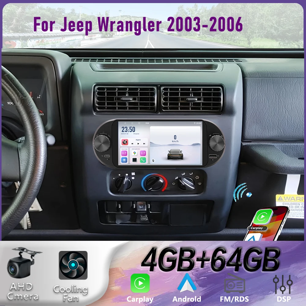 

6" For Jeep Wrangler 2003-2006 Car Radio Steering Wheel Control Google Map Stereo GPS Reversing Image 2DIN Head Unit 4GB+64GB