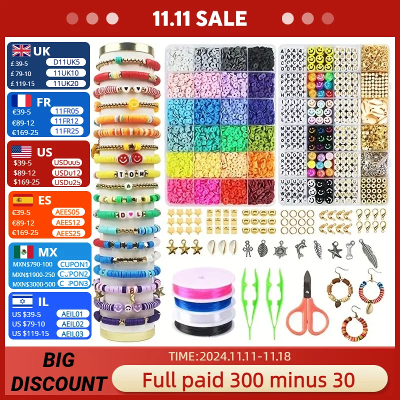 2 Box 24 Rainbow Color Clay Beads Bracelet Making Kit for Jewelry Making Letter Beads Accessories Kit DIY Handmade Supplies