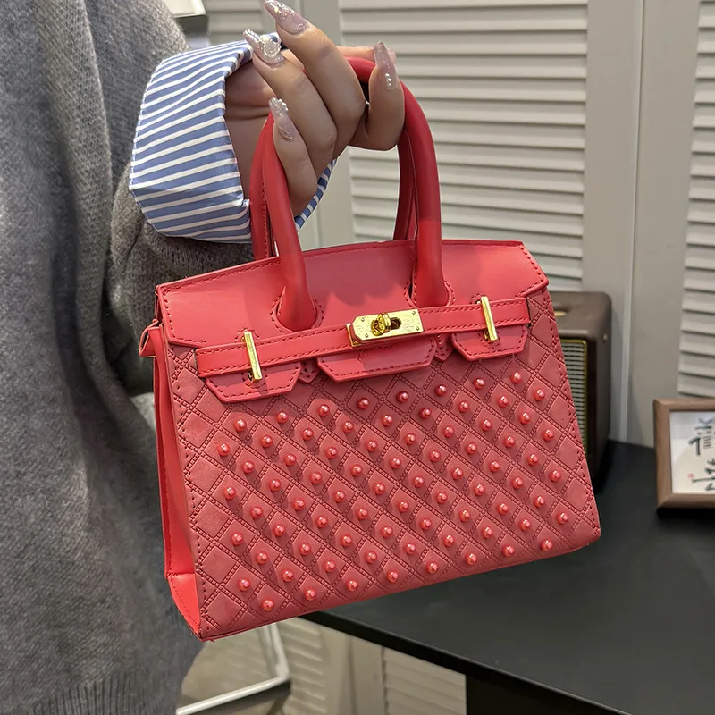 

2025 Mini Kelly-Inspired Bag - Women's Heavy Rivet Street Style Handheld Shoulder Crossbody Stylish Versatile