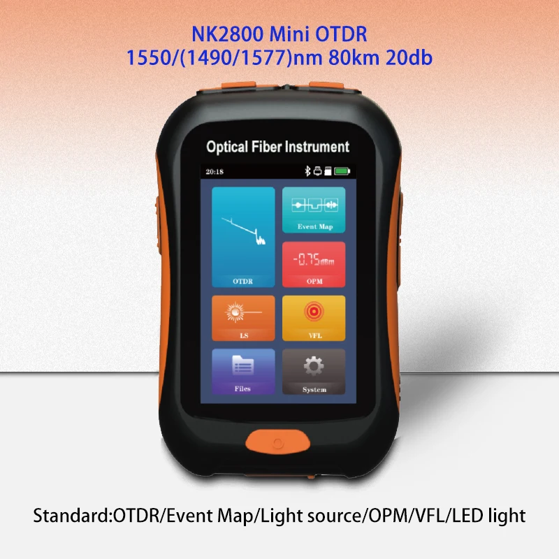 Mini Optical Tester Otdr active fiber optic Reflectometer 1550nm 60km 20db Touch Screen with OPM OLS VFL RJ45 SC FC Connector