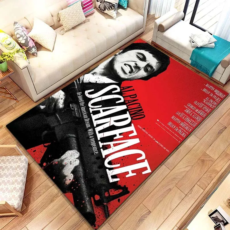 

Scarface Tony 3D Printing Movie Carpet Rug for Bedroom Living Room Home Sofa Decoration,Children Game Large Decor Floor Mat Gift