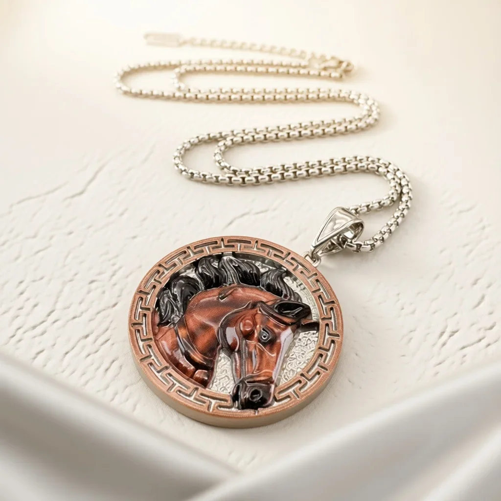 Two‑Tone Enamel Square Dragon Pendant Necklace, Fantasy Animal Relief Clavicle Chain, Cool Fashion Jewelry Gift for Men & Women