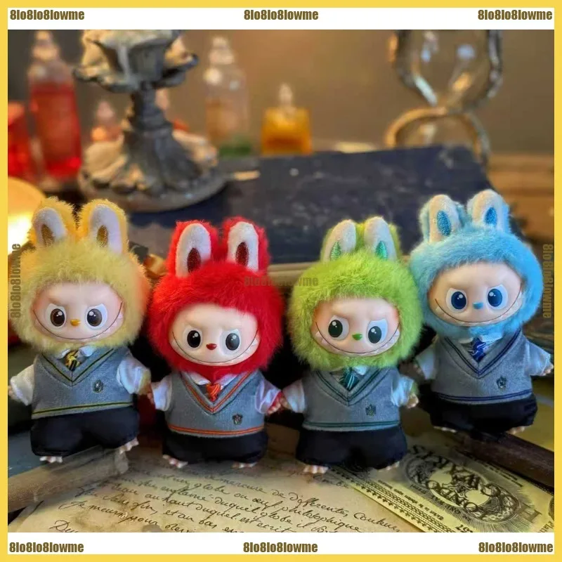 라부부 4.0 인형 옷 마법 학교 의상 만화 호그와트 마법 지팡이 스카프 유니폼 세트 10cm 미니 플러시 인형 의류