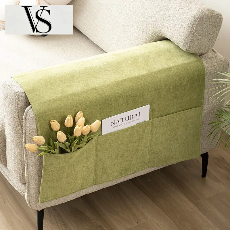 Sofa Towel Armrest with Pocket Thick Storage Durable Couch Handrail Pad Friendly Environmentally Green Hand Towel Universal
