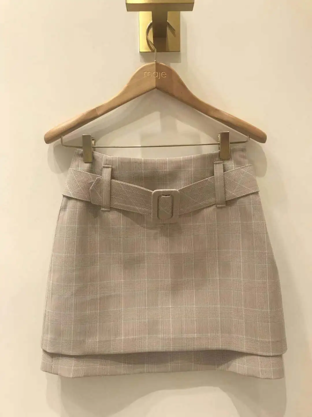 

Women's Skirt 2024 New Summer Spring Belt Plaid Slim Casual Mini Jupe