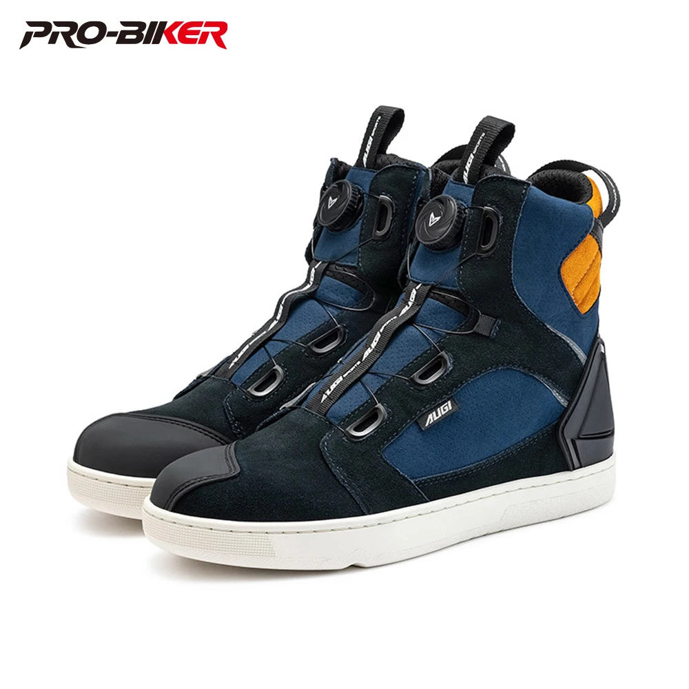 

Синие мотоциклетные ботинки, мужские мотоциклетные ботинки сильной гибкости, износостойкие ботинки Scarpe Moto Uomo для мужчин-мотоциклистов