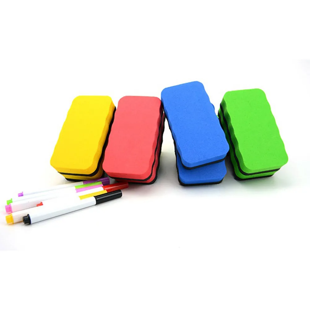 4Pcs Eva Blackboard Eraser Foam Felt White Dry Eraser for School Office Supplies Marker Cleaner Non-Toxic Eco Friendly