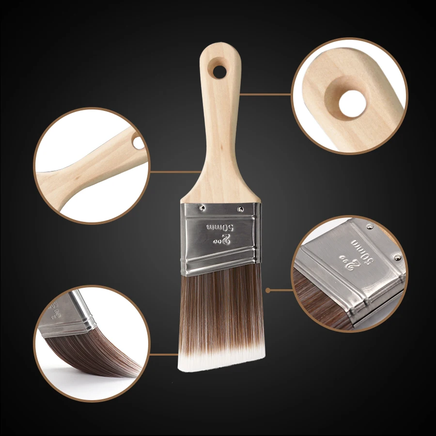 Pincel angular premium de 2 polegadas para decoração industrial; ótimo ajudante para pintura de parede DIY