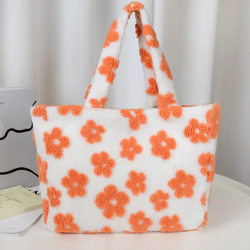 Large Capacity Plush Tote Bag for Women Shoulder Bag Versatile Casual Shopping Bags Fashionable Class Bag for Girl Bolsos Mujer