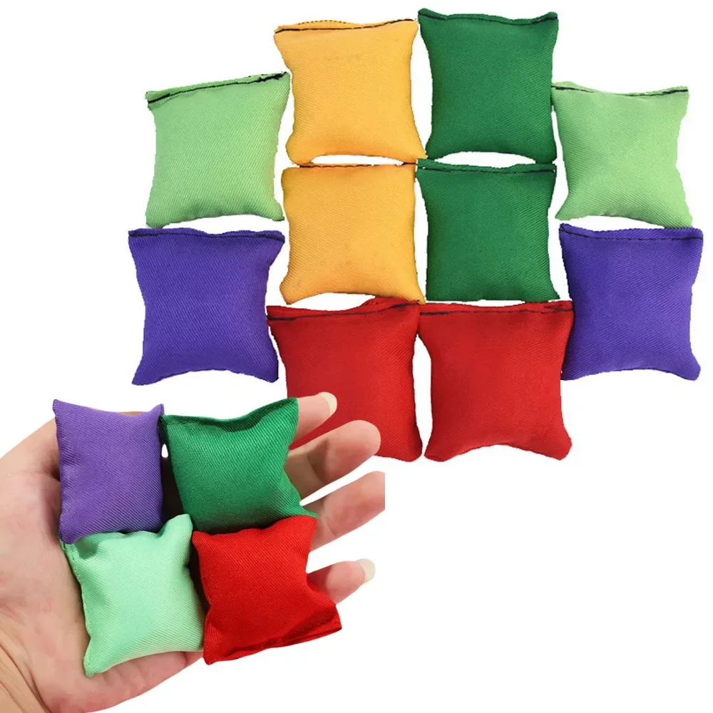 5/10pcs Throwing Colorful Sandbags Solid Color Double Layer Leak Proof Sandbags Thickened Canvas Kindergarten Toy Award