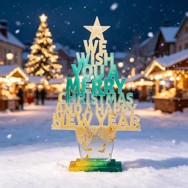 Resin Silicone Mold, letter-shaped Christmas tree decorative piece mold, text tree-shaped three-dimensional outline inner cavity