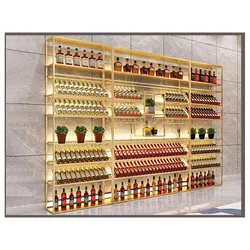 Bar KTV wrought iron partition wine rack simple decoration bar counter wall hanging rack luminous wine cabinet against the wall