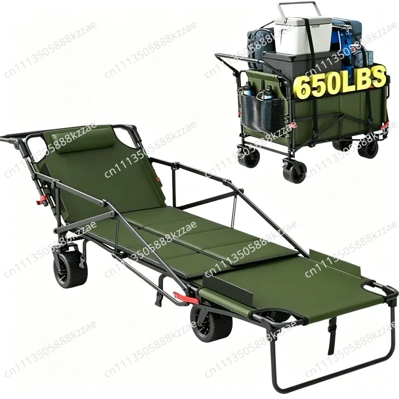 Foldable Metal Hand - Pulled Wagon - Multifunctional Outdoor Cart for Garden, Picnic & Camping
