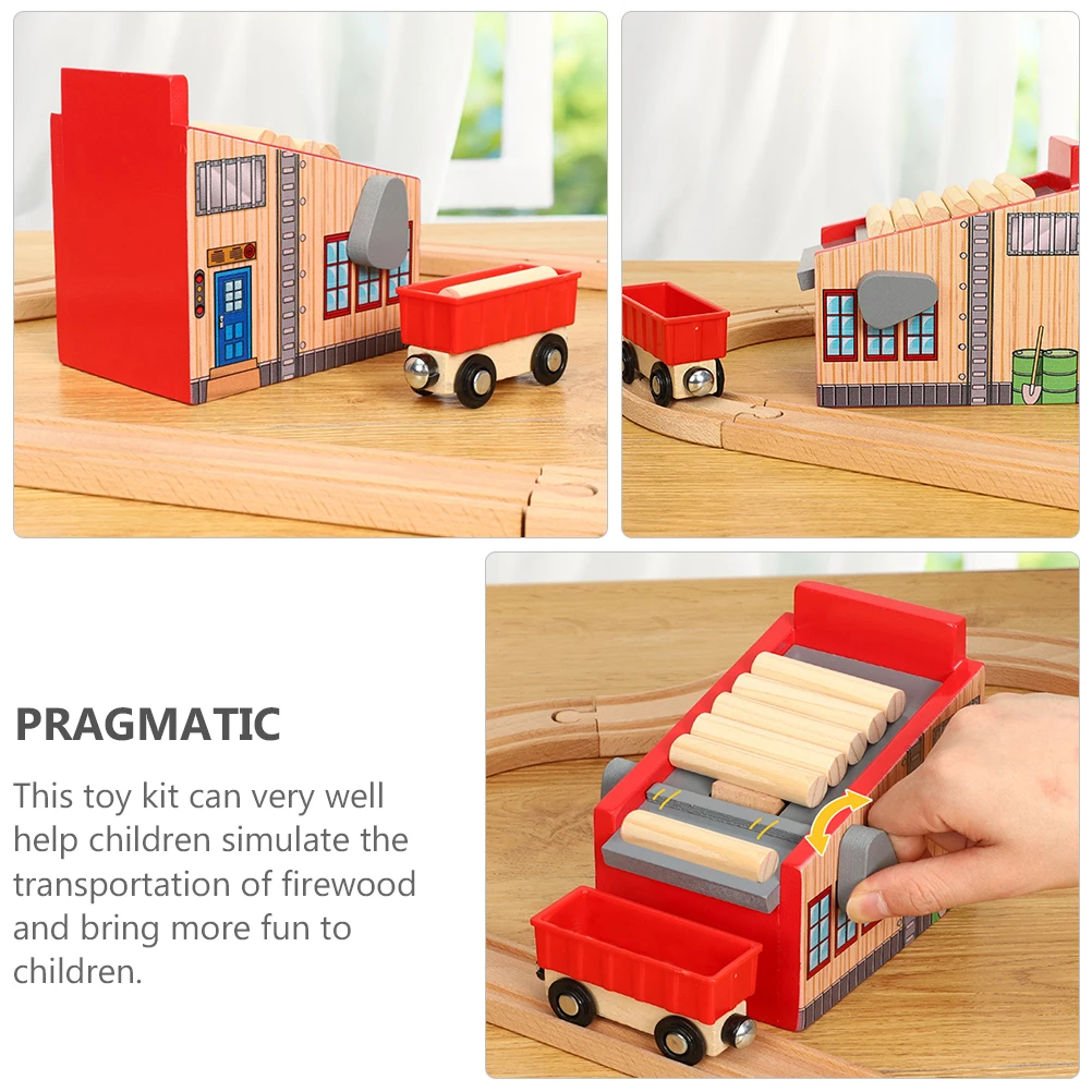 

EcoFriendly Wooden Train Toy Lumber Mill Blocks Set Educational Plaything For Kids NonRemote Control Vehicle Toys