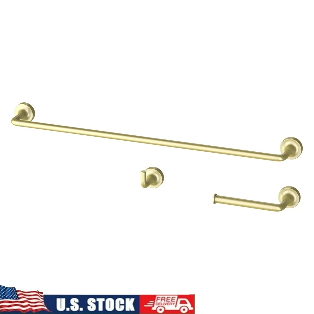 

Набор фурнитуры для ванной из 3 предметов, матовая латунь, вешалка для полотенец, крючок для халата, держатель для туалетной бумаги, современные аксессуары для ванной комнаты, цинковый сплав