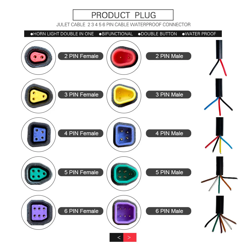 Julet Base Connector 2 3 4 5 6Pin Cable Waterproof Connector For Ebike Bafang Display Pin Optional Cable Ebike Accessories