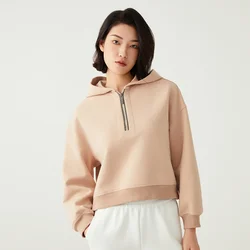 K2631L Luxury women's Clothing combed cotton Long sleeve cropped sweatshirt jumper hoodie ladies short casual tops