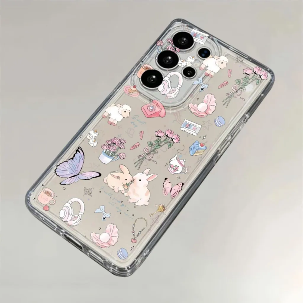 Cute Stickers for Samsung 23 Plus Case S26 S25 S24 S22 S21 S20 FE Ultra A54 A53 A52 Shockproof Cover Dustproof Casing