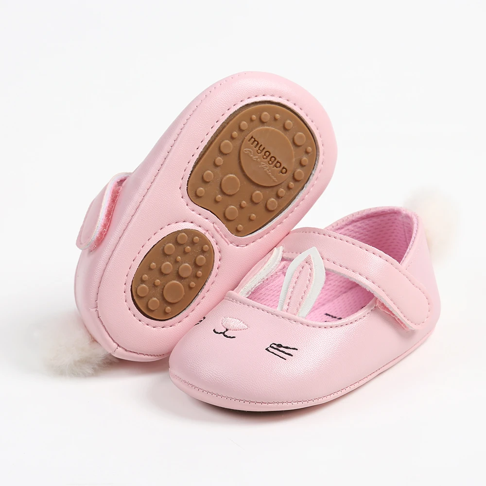 Easter fashionable and cute rabbit ear Mary Jane baby girl shoes, comfortable and lightweight non slip walking shoes, wedding pa