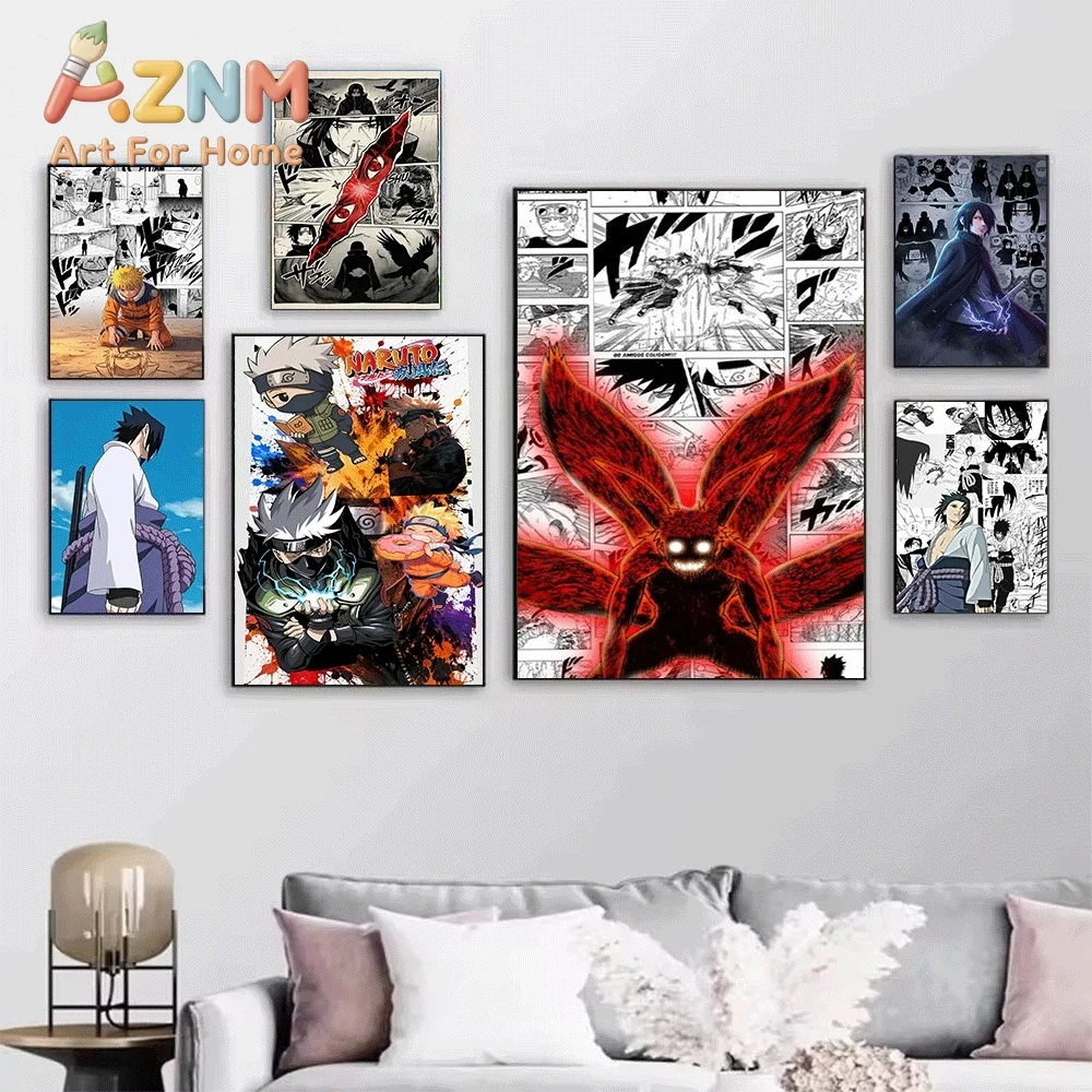 Anime Naruto Canvas Wall Art Madara Uchiha Rinne Sharingan Red Moon Background Poster Unframed Canvas Painting Bedroom Living