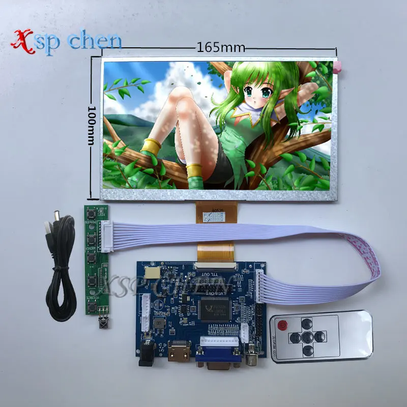 7Inch HD LCD Display Screen Monitor Driver Board Control HDMI-Compatible VGA AV For Lattepanda Raspberry Pi Banana Pi