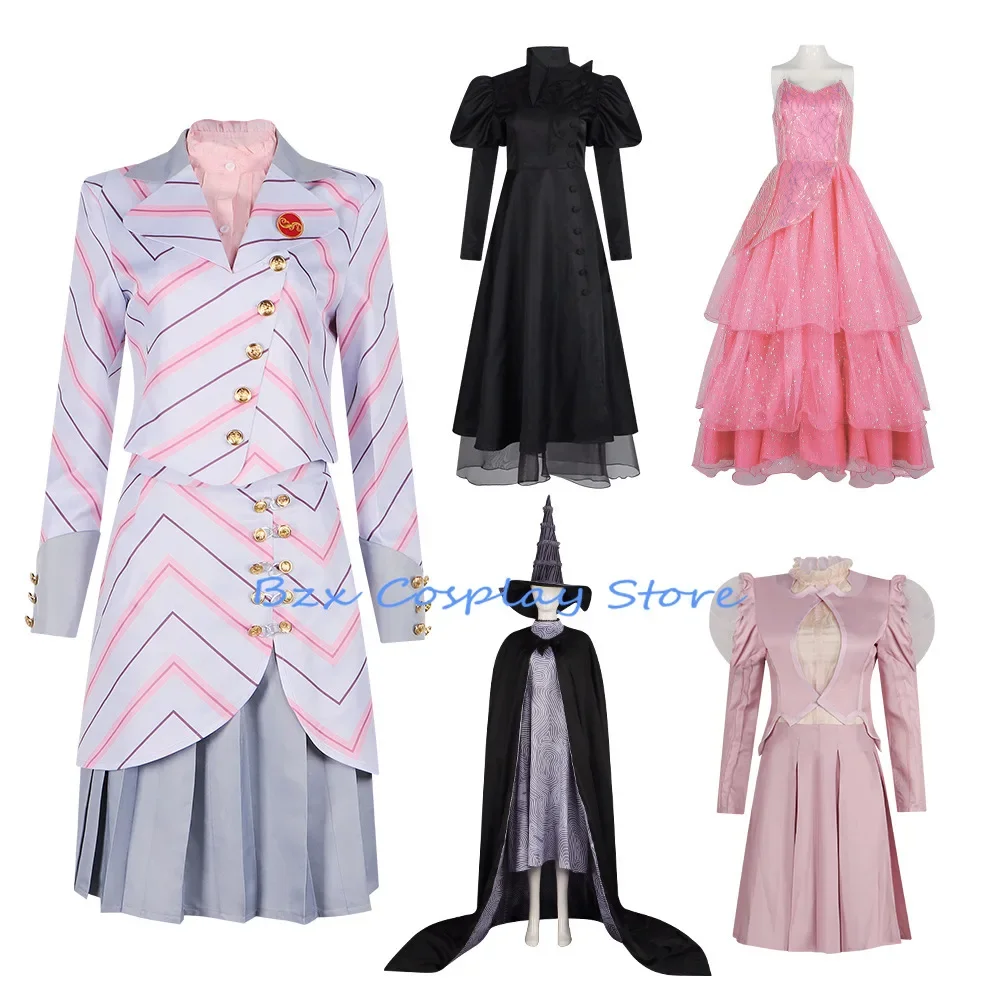 Witches Glinda Elphaba Costumes Clothes Gotic Movie Party Role-playing Pink Dress Black Suit Robe Hat 2024 New Wicked Cosplay