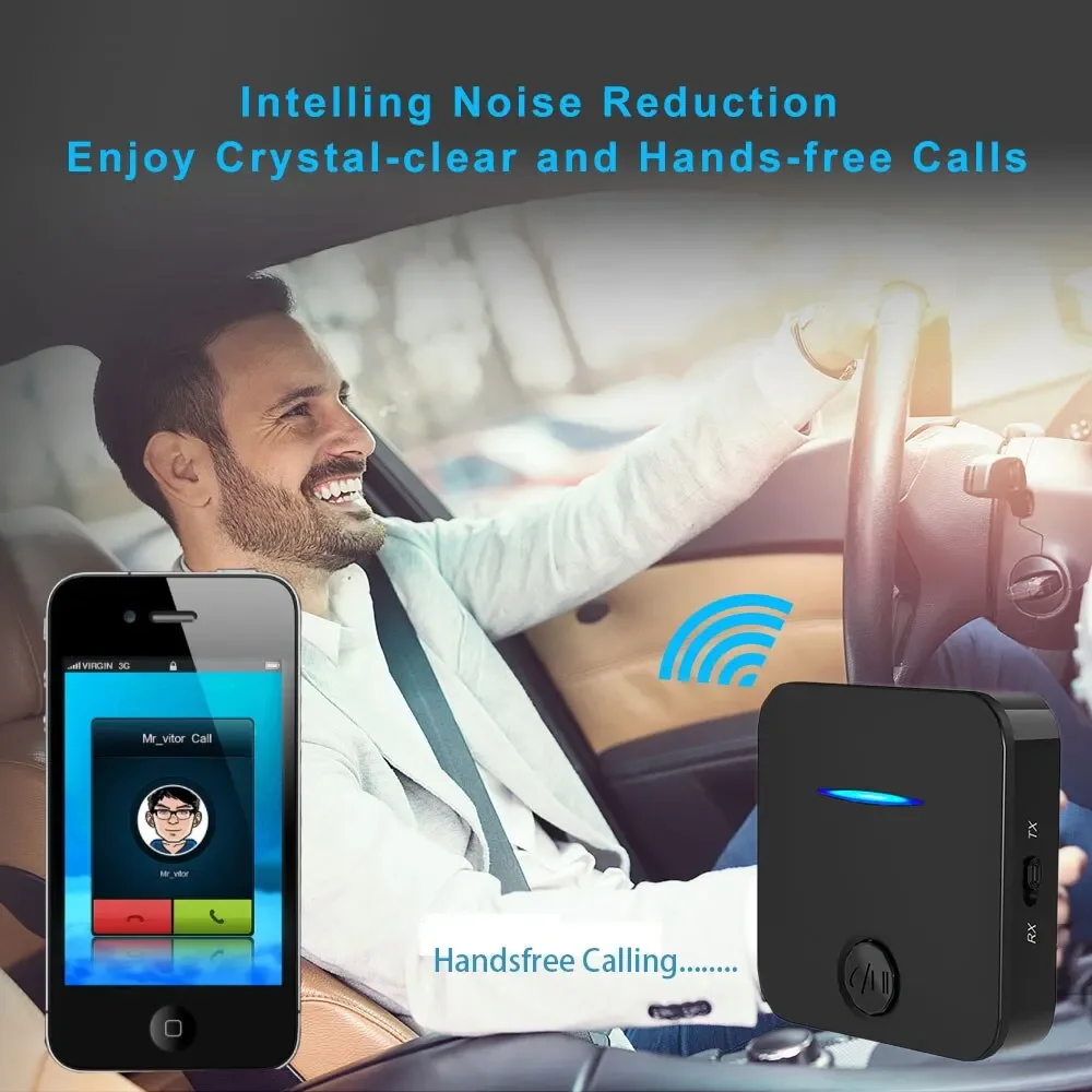 Bluetooth 5.0 Receiver Transmitter 3.5mm Aux Jack Stereo Handsfree Audio Music Wireless Adapter With Mic For Car PC TV Headphone image 6